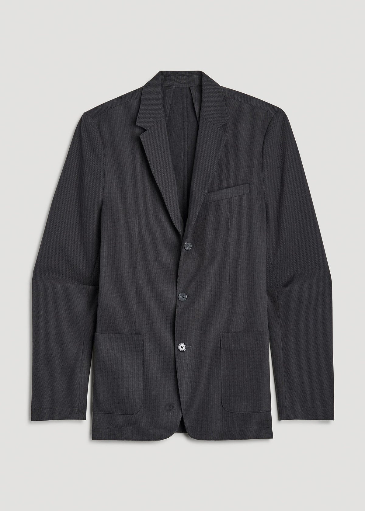 Textured Garment Washed Stretch Cotton Blazer for Tall Men in Iron Grey