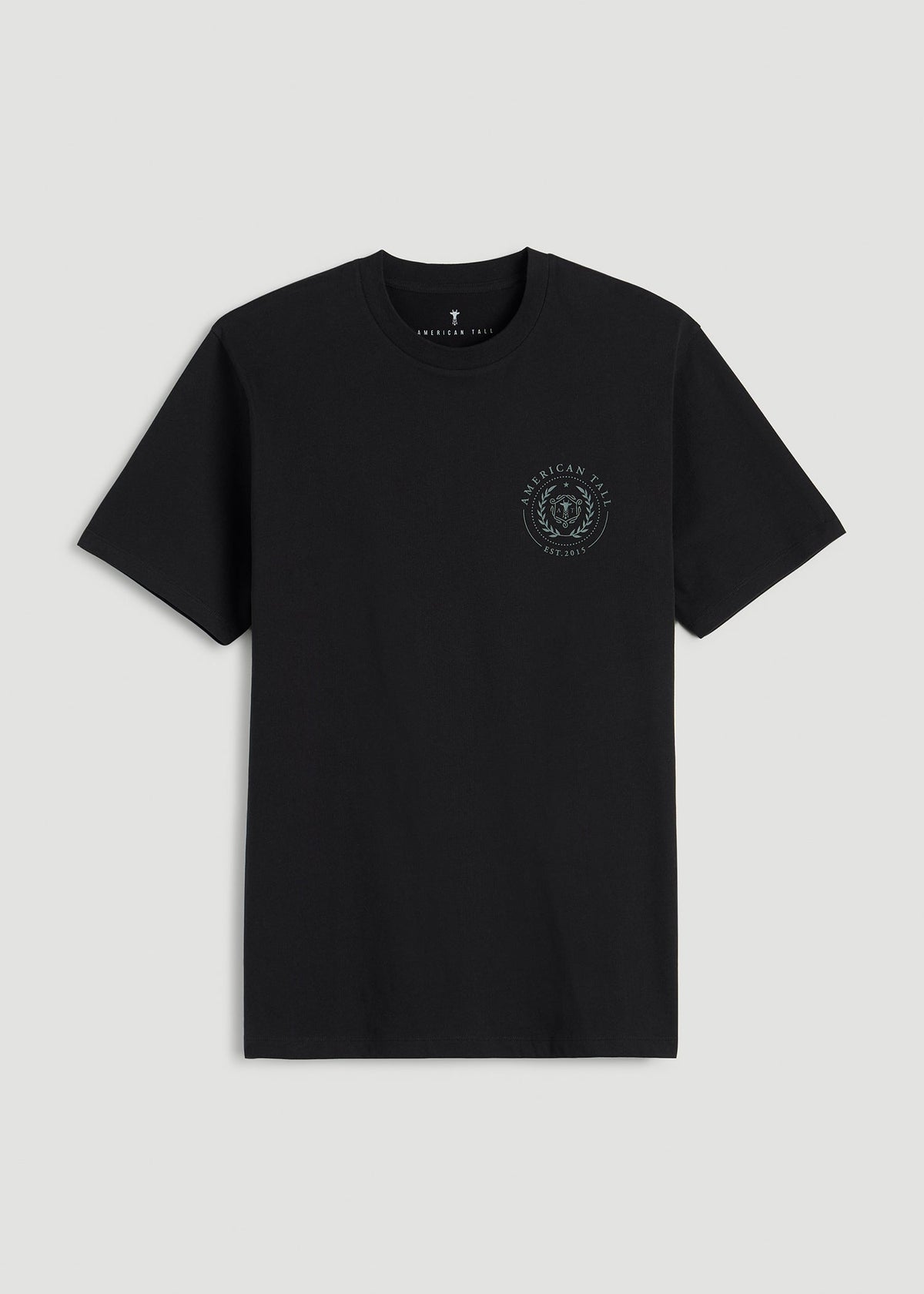 Crest Graphic Tee for Tall Men in Black