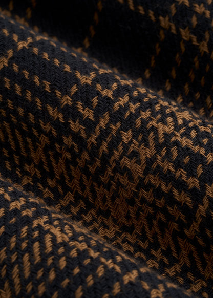 Lightweight Woven Overshirt for Tall Men in Black and Caramel Plaid