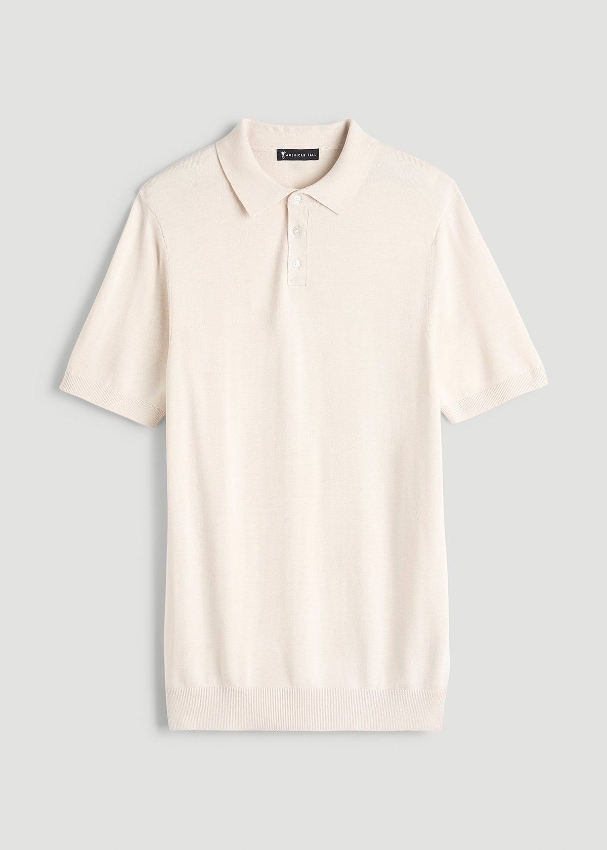 Linen Blend Knit Polo for Tall Men in White Sand