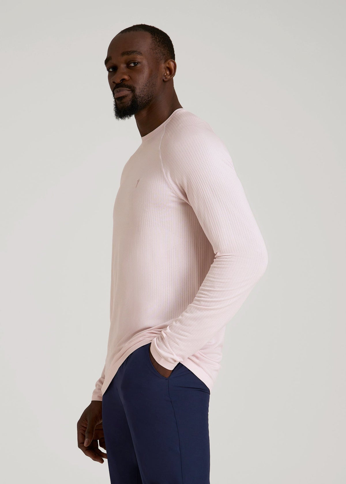 Long Sleeve Vented Performance Top for Tall Men in Grey Lilac