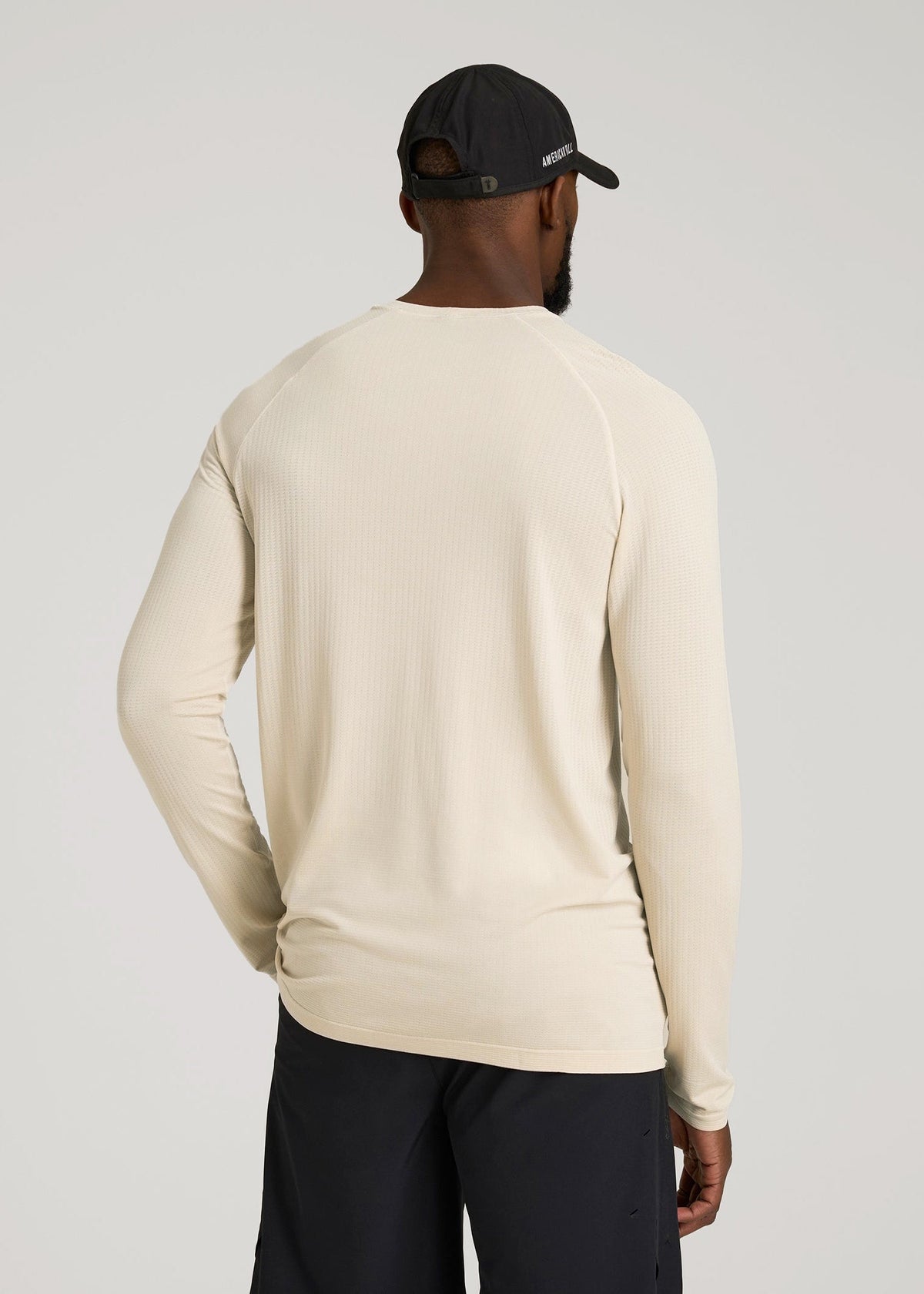Long Sleeve Vented Training Top for Tall Men in Vanilla Latte