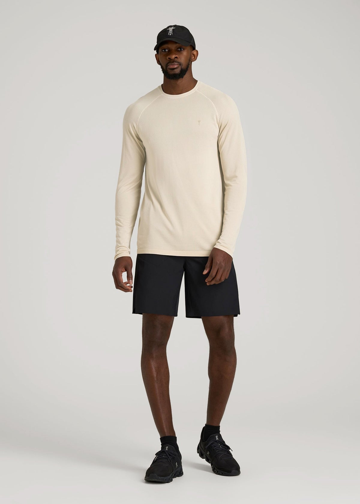 Long Sleeve Vented Training Top for Tall Men in Vanilla Latte