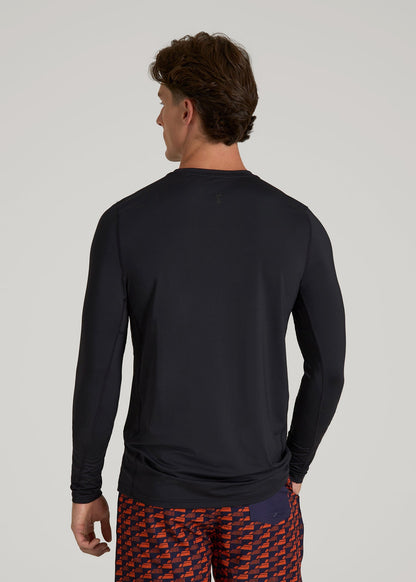 Long Sleeve UPF 50 Rash Guard for Tall Men in Black