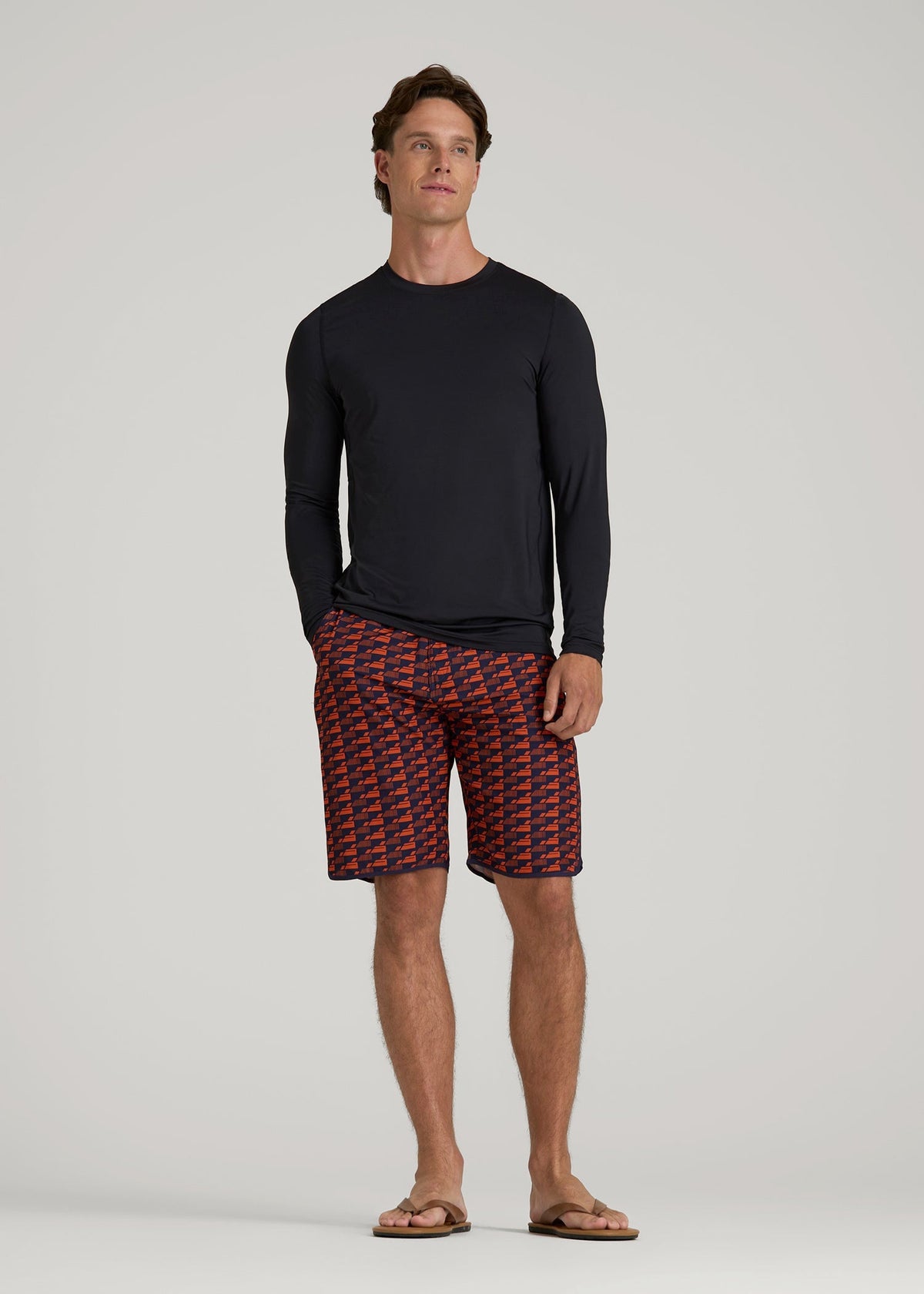 Long Sleeve UPF 50 Rash Guard for Tall Men in Black