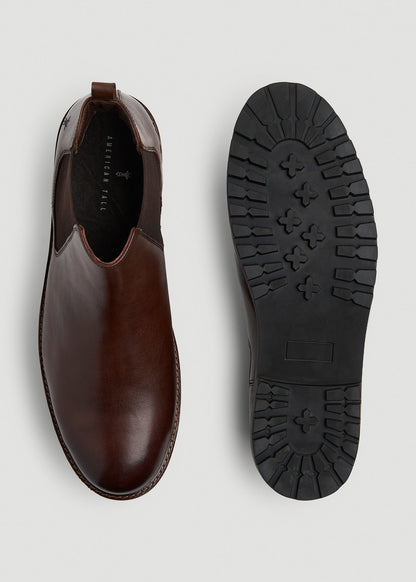 Lug Sole Chelsea Boots for Tall Men in Dark Brown