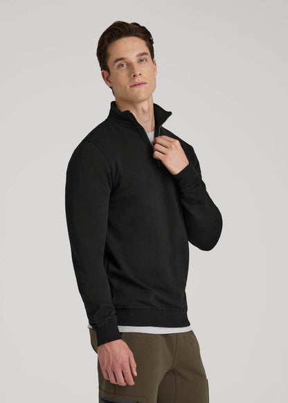 Wearever Fleece Quarter-Zip Sweatshirt for Tall Men in Black