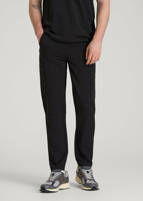 Cargo Scrub Pants for Tall Men in Black