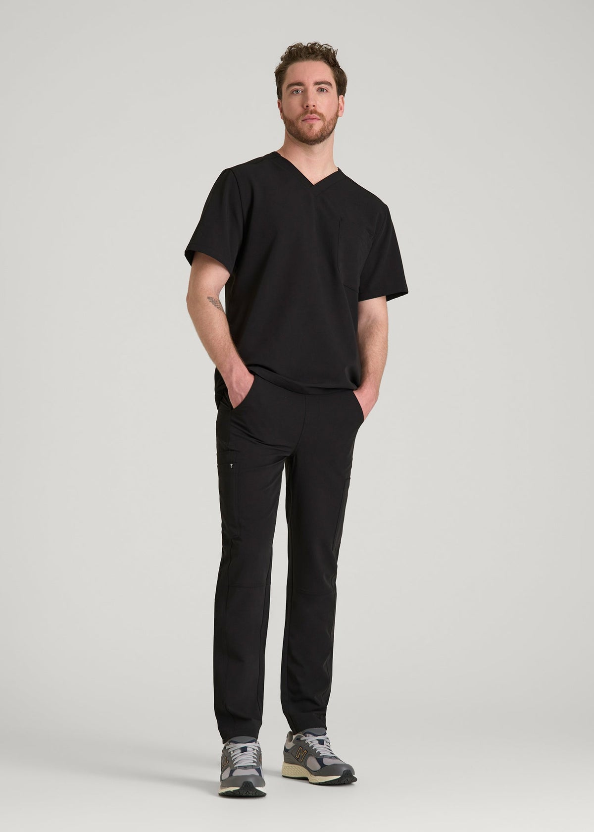 Cargo Scrub Pants for Tall Men in Black