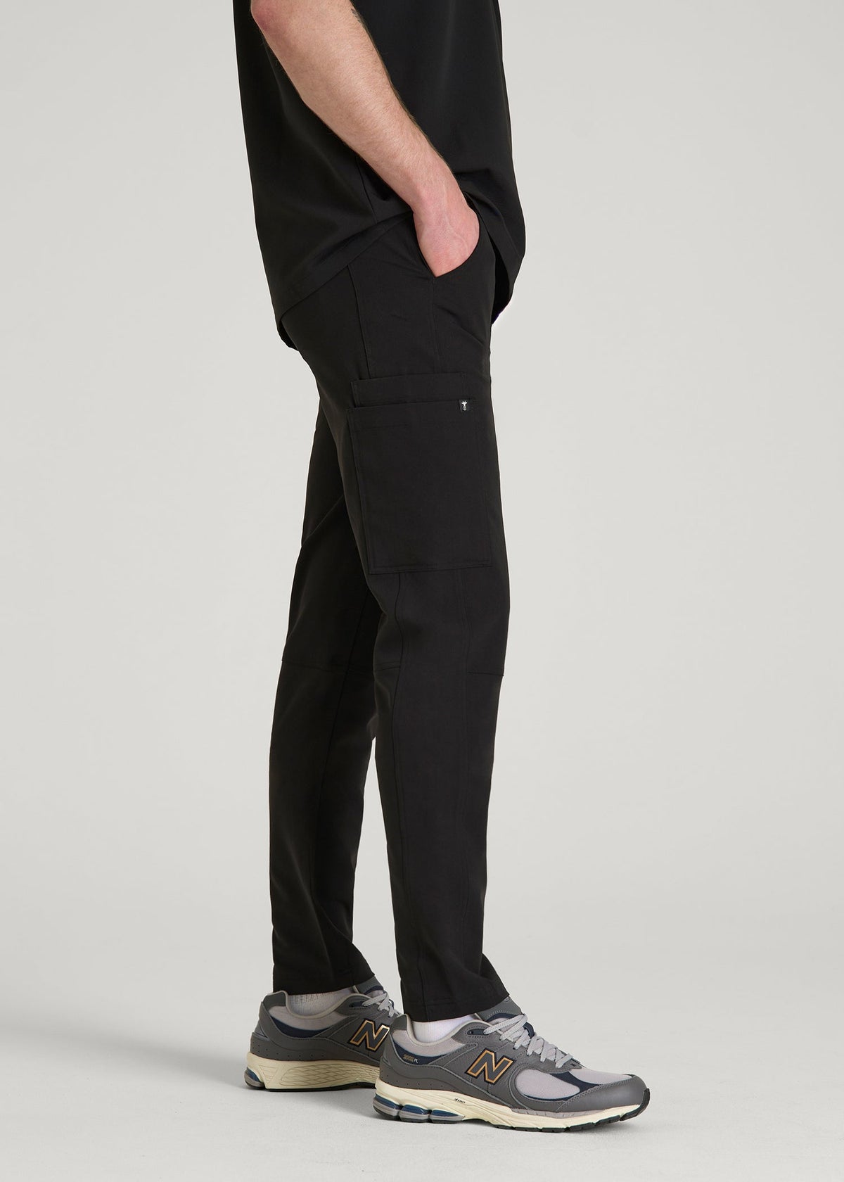 Cargo Scrub Pants for Tall Men in Black