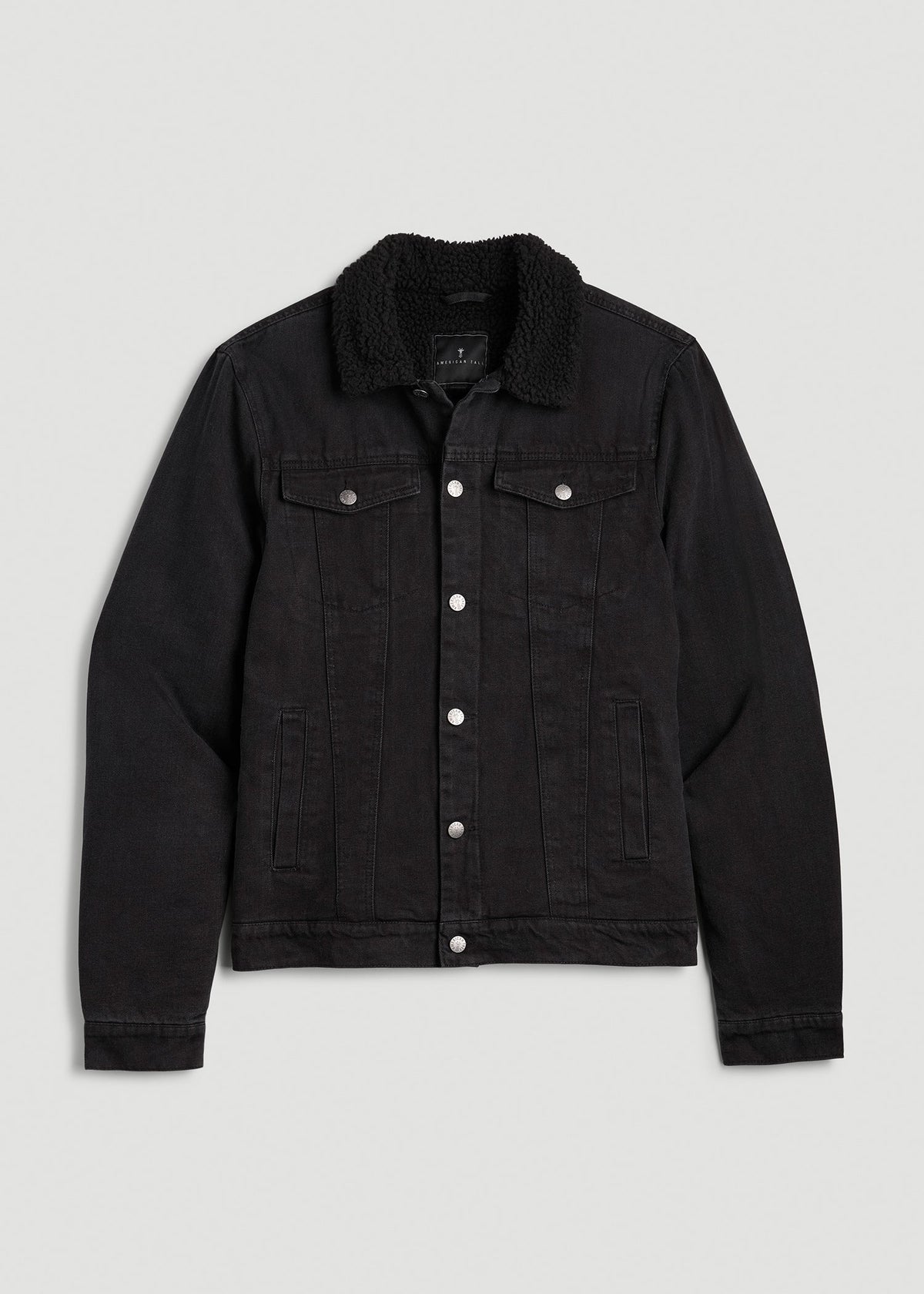 Denim Sherpa Jacket for Tall Men in Onyx Black Wash