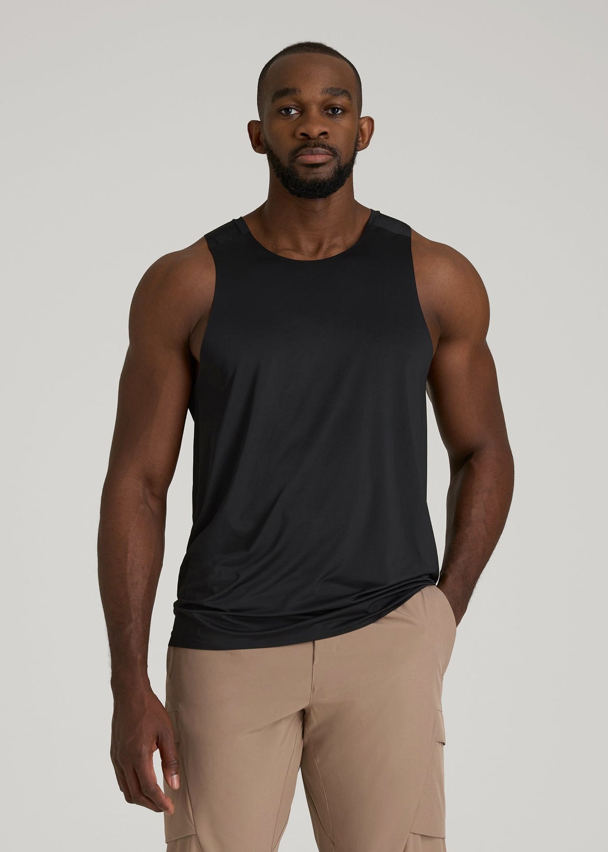 Perforated Training Singlet for Tall Men in Black