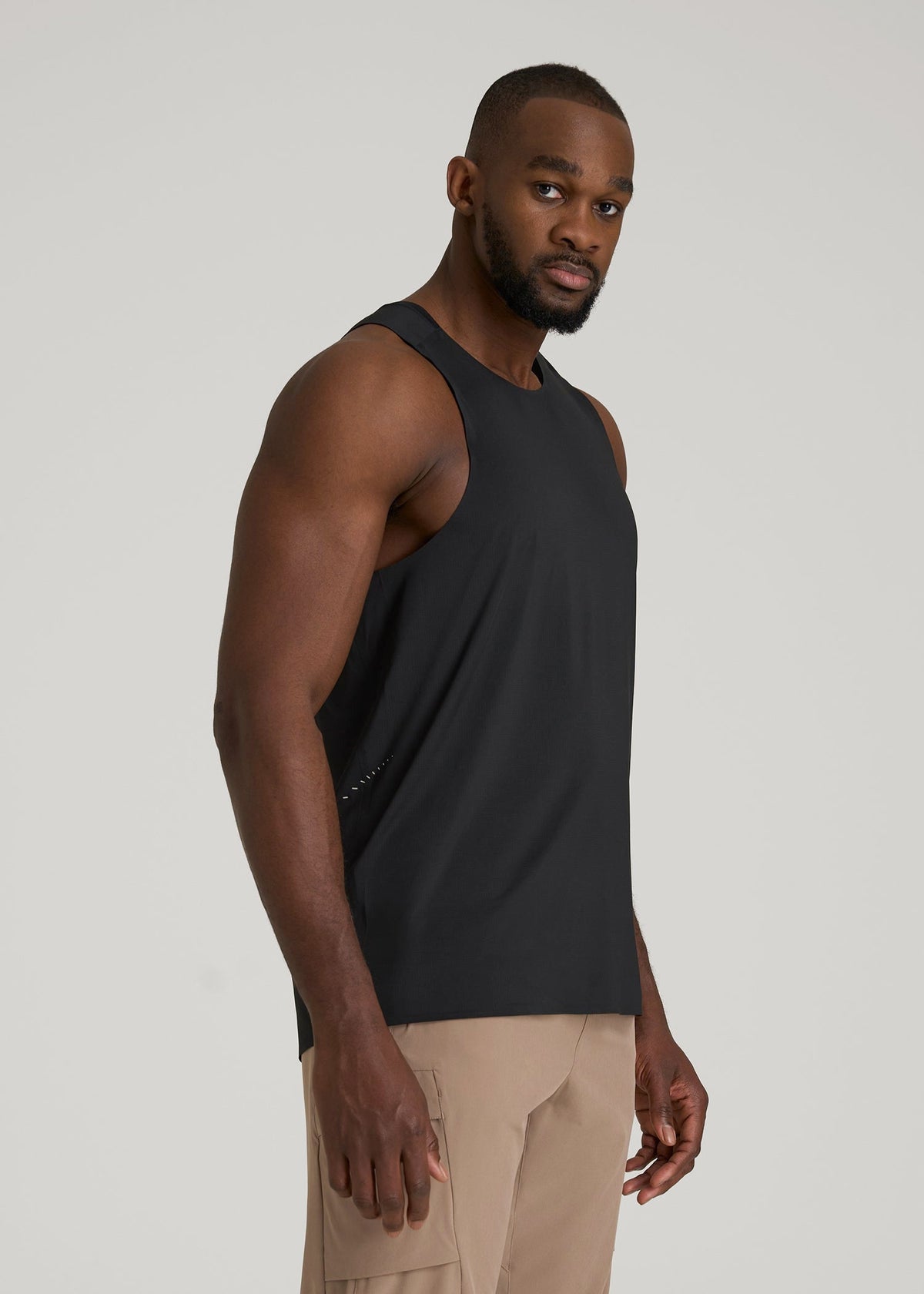 Perforated Training Singlet for Tall Men in Black