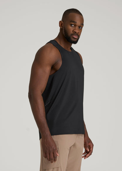 Perforated Training Singlet for Tall Men in Black