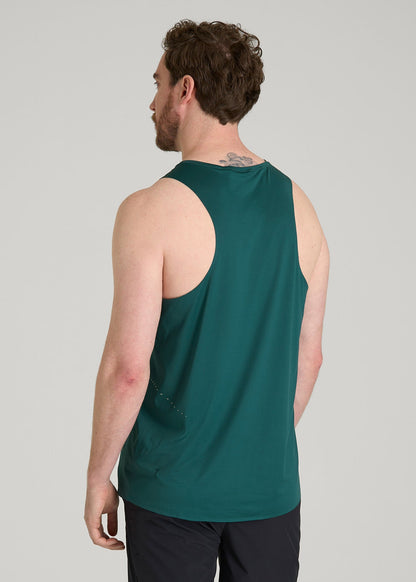Perforated Training Singlet for Tall Men in Deep Teal