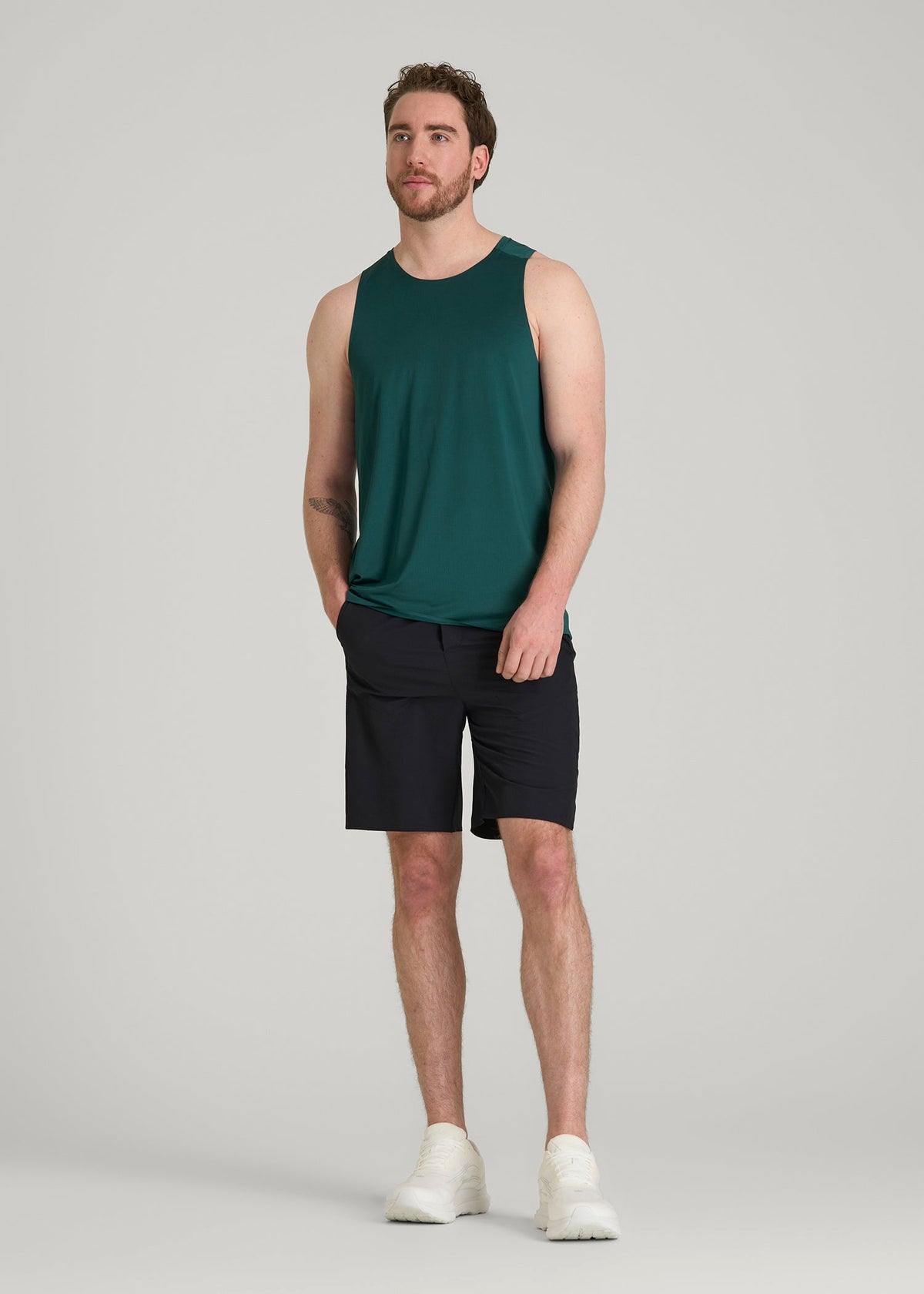 Perforated Training Singlet for Tall Men in Deep Teal