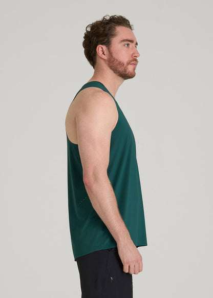 Perforated Training Singlet for Tall Men in Deep Teal