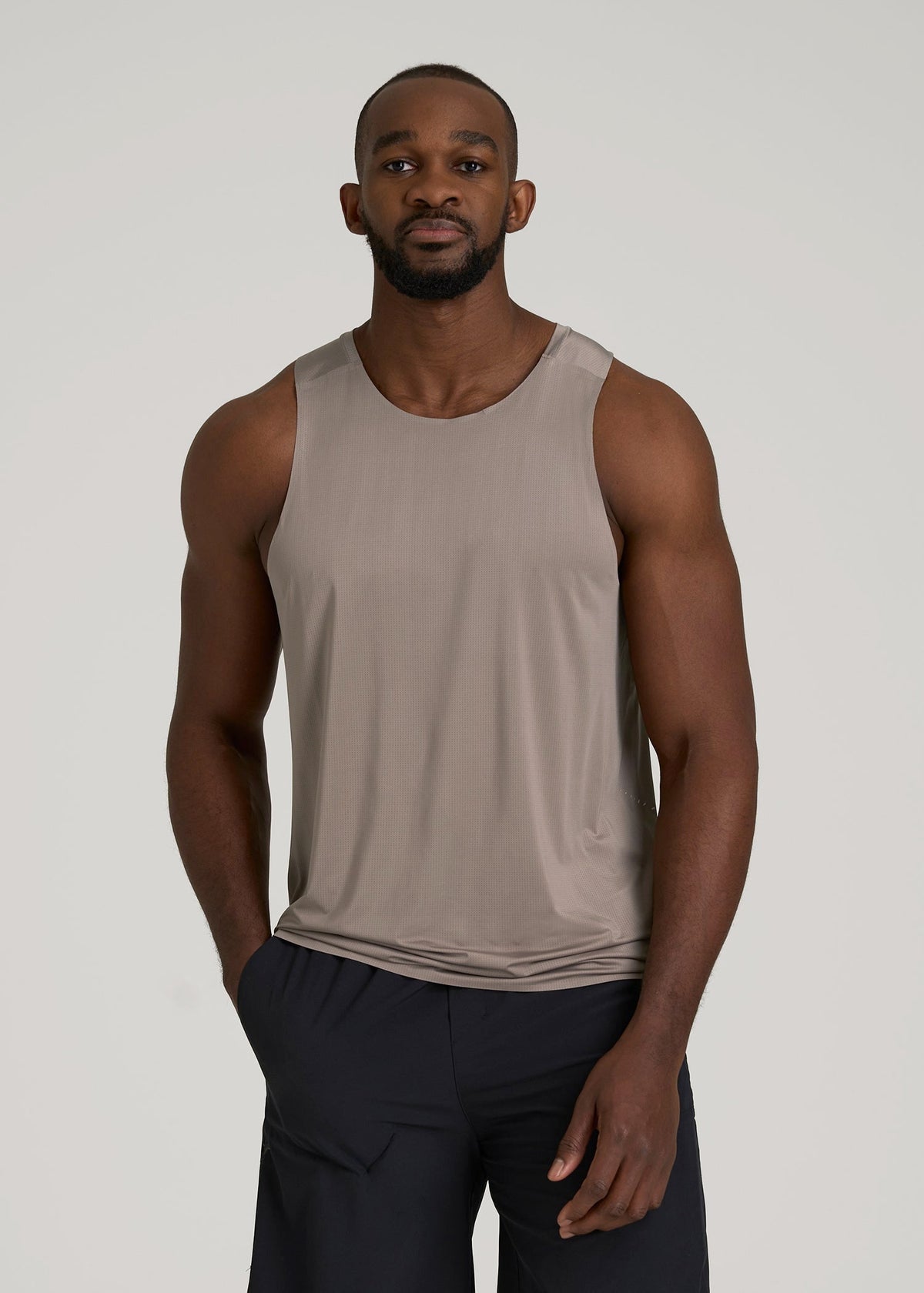 Perforated Training Singlet for Tall Men in Portobello