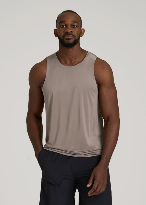 Perforated Training Singlet for Tall Men in Portobello