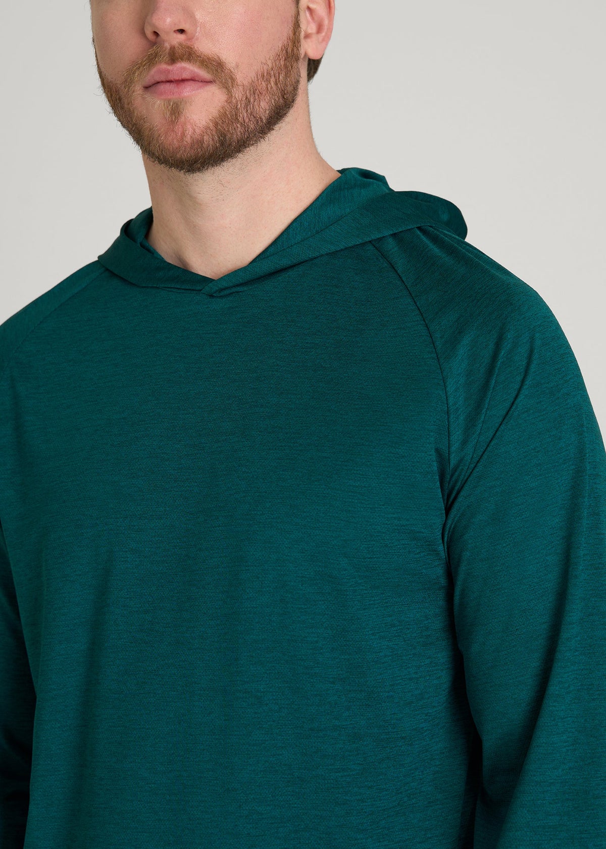 A.T. Performance Training Hoodie for Tall Men in Deep Teal Space Dye