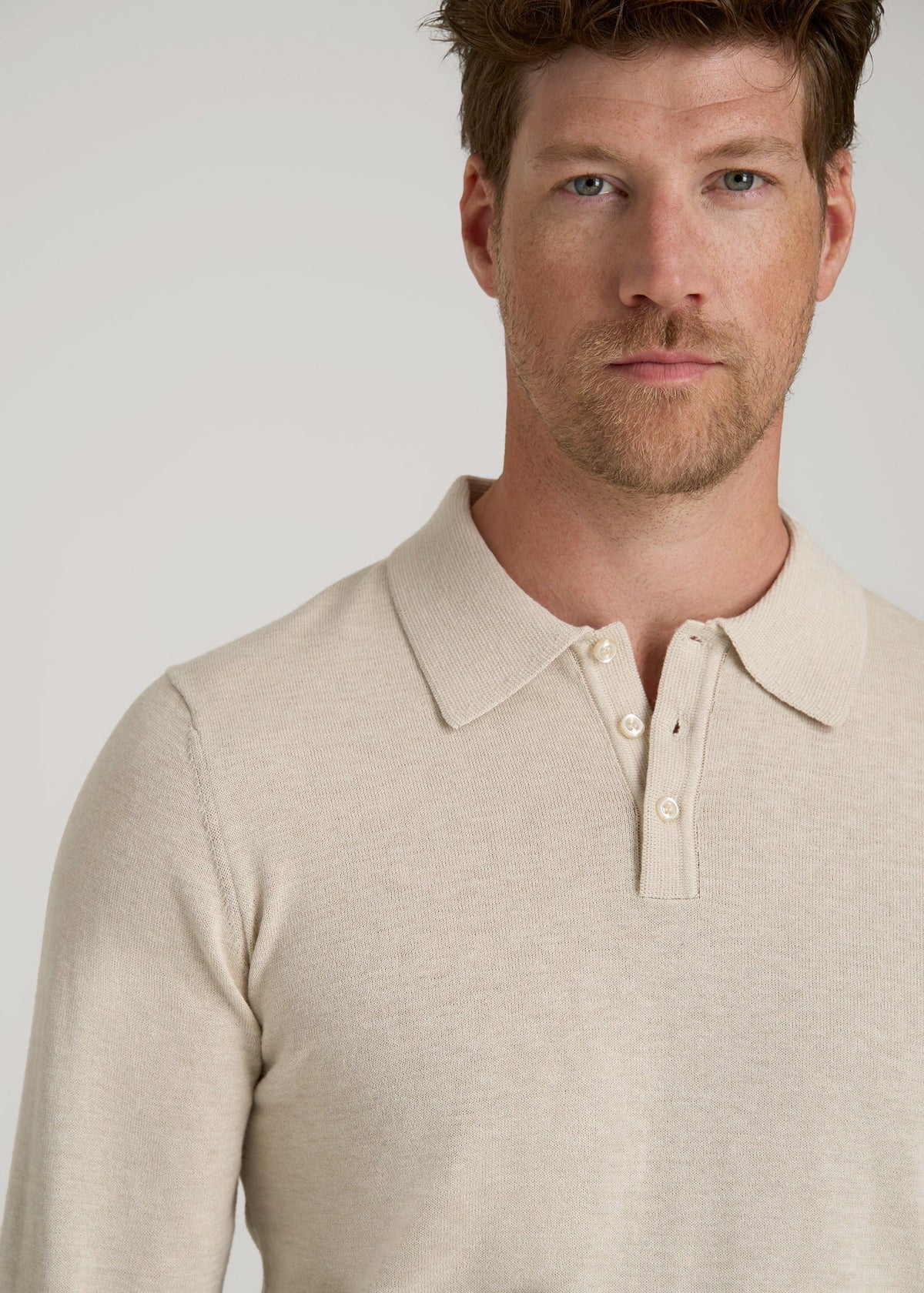 Polo Sweater for Tall Men in Vanilla Latte Mix