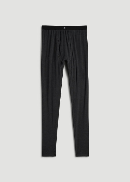 Merino Wool Blend Base Layer Tights for Tall Men in Charcoal Mix