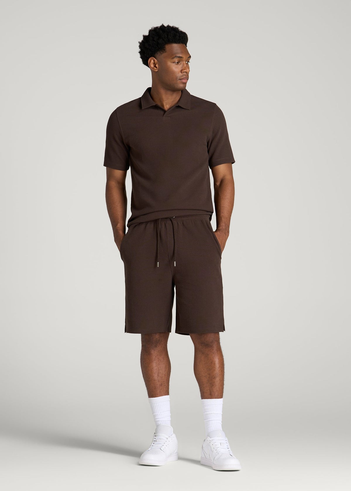 Micro Waffle Short for Tall Men in Espresso