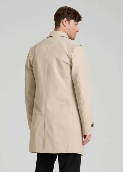Minimalist Trench Coat for Tall Men in Light Khaki