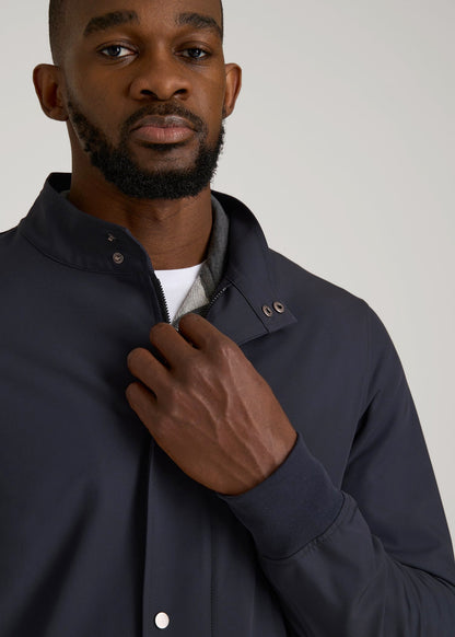 Motion Bomber Jacket for Tall Men in Deep Navy