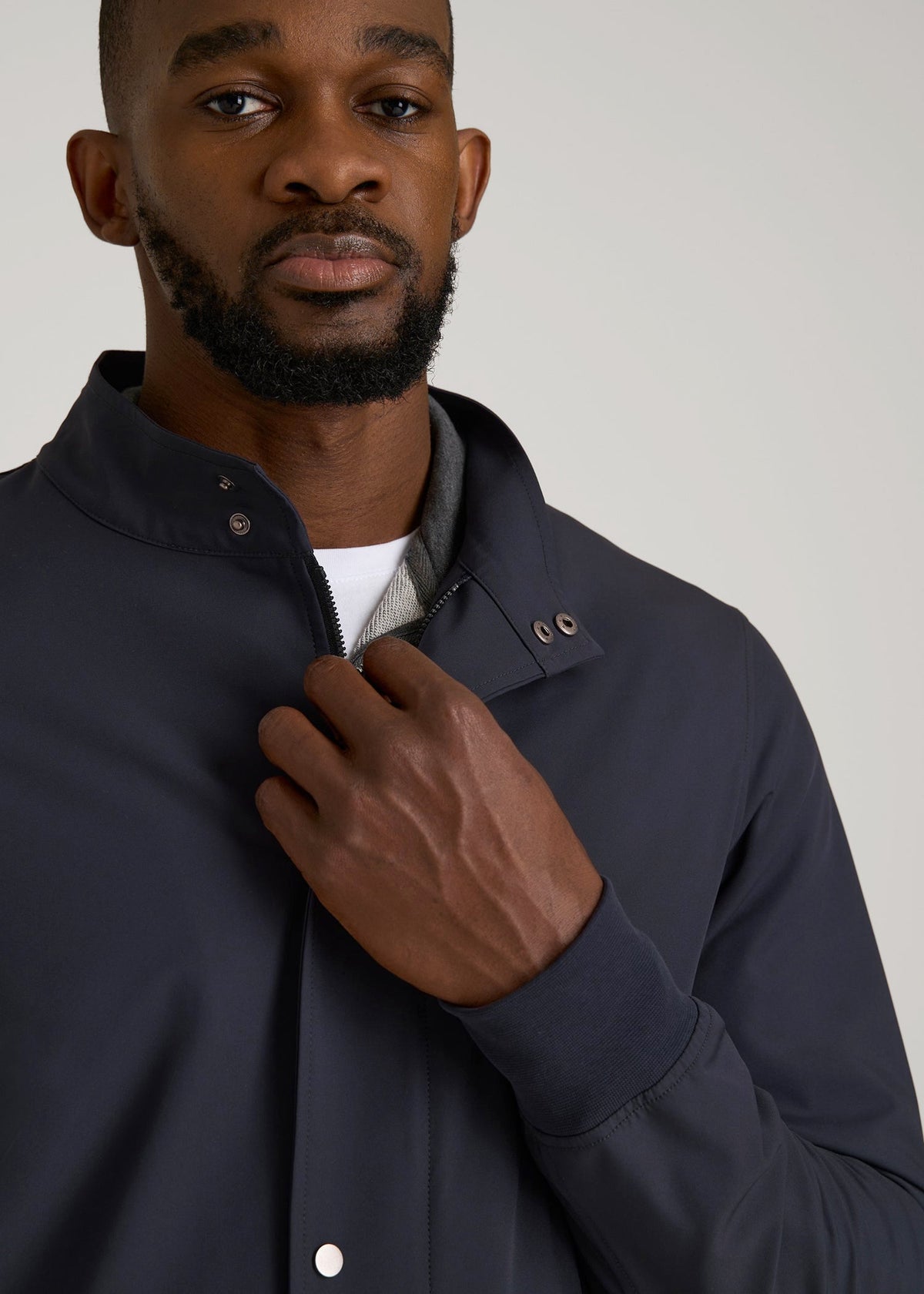 Motion Bomber Jacket for Tall Men in Deep Navy