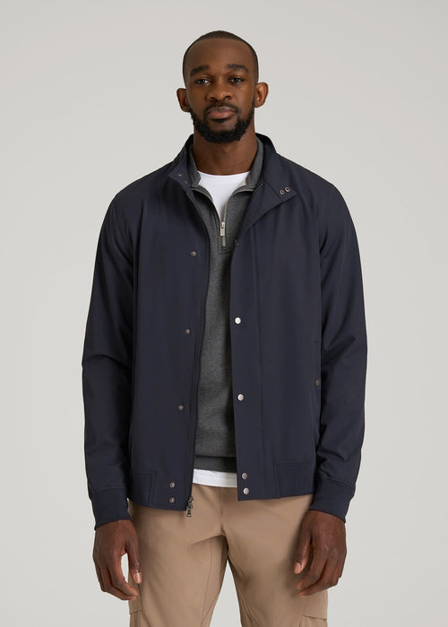 Motion Bomber Jacket for Tall Men in Deep Navy