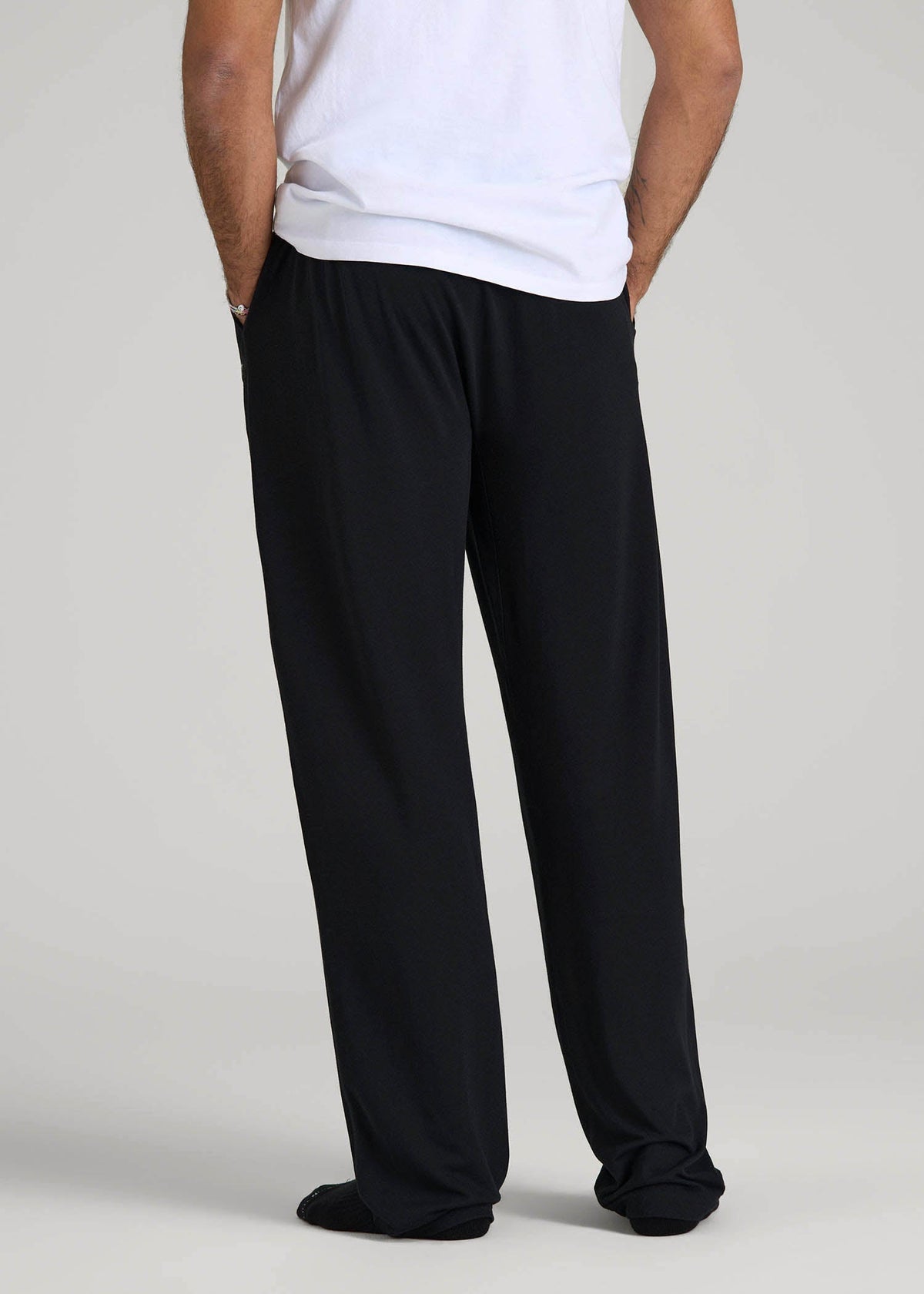 Open-Bottom Pajama Pants for Tall Men in Black