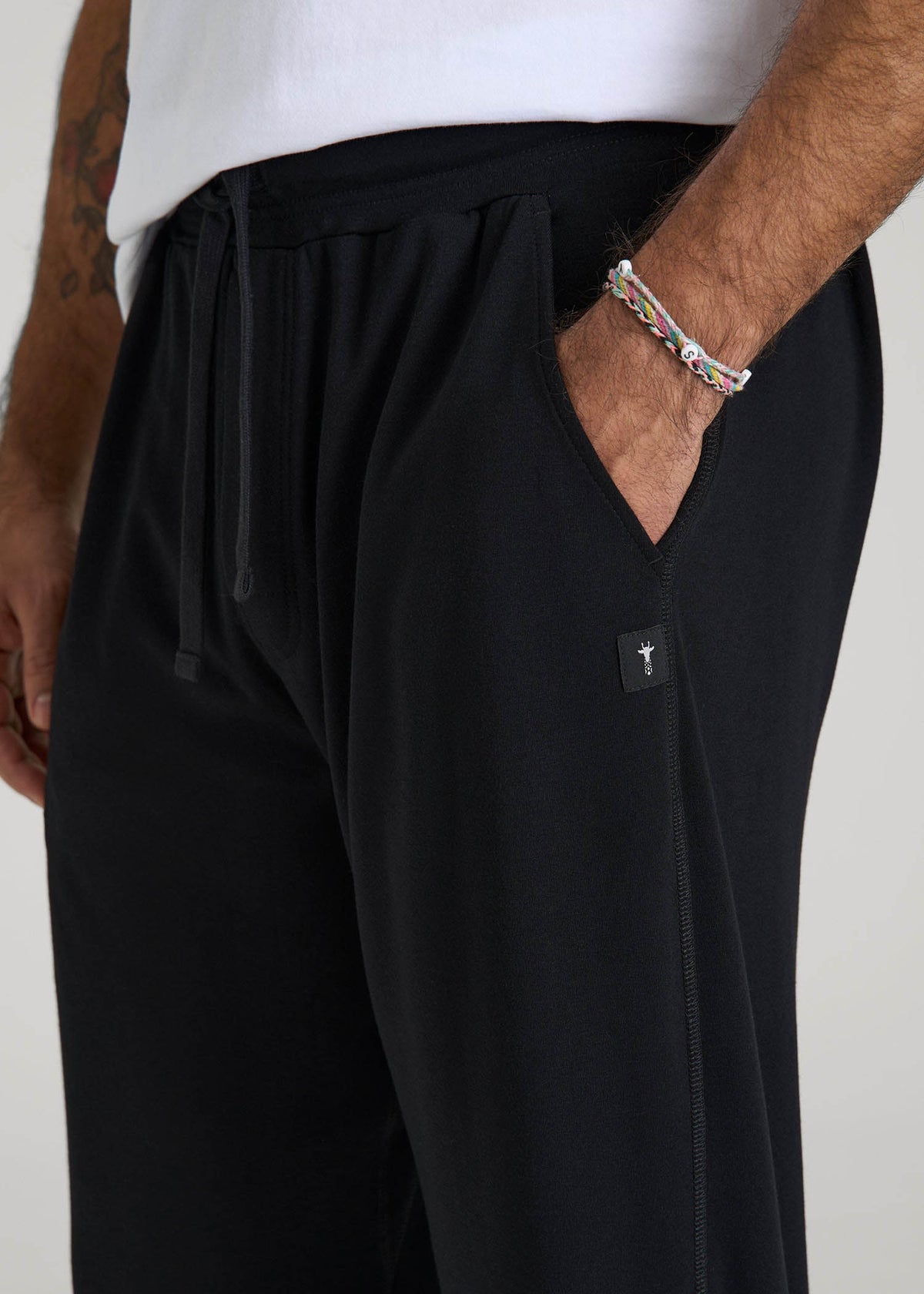 Open-Bottom Pajama Pants for Tall Men in Black
