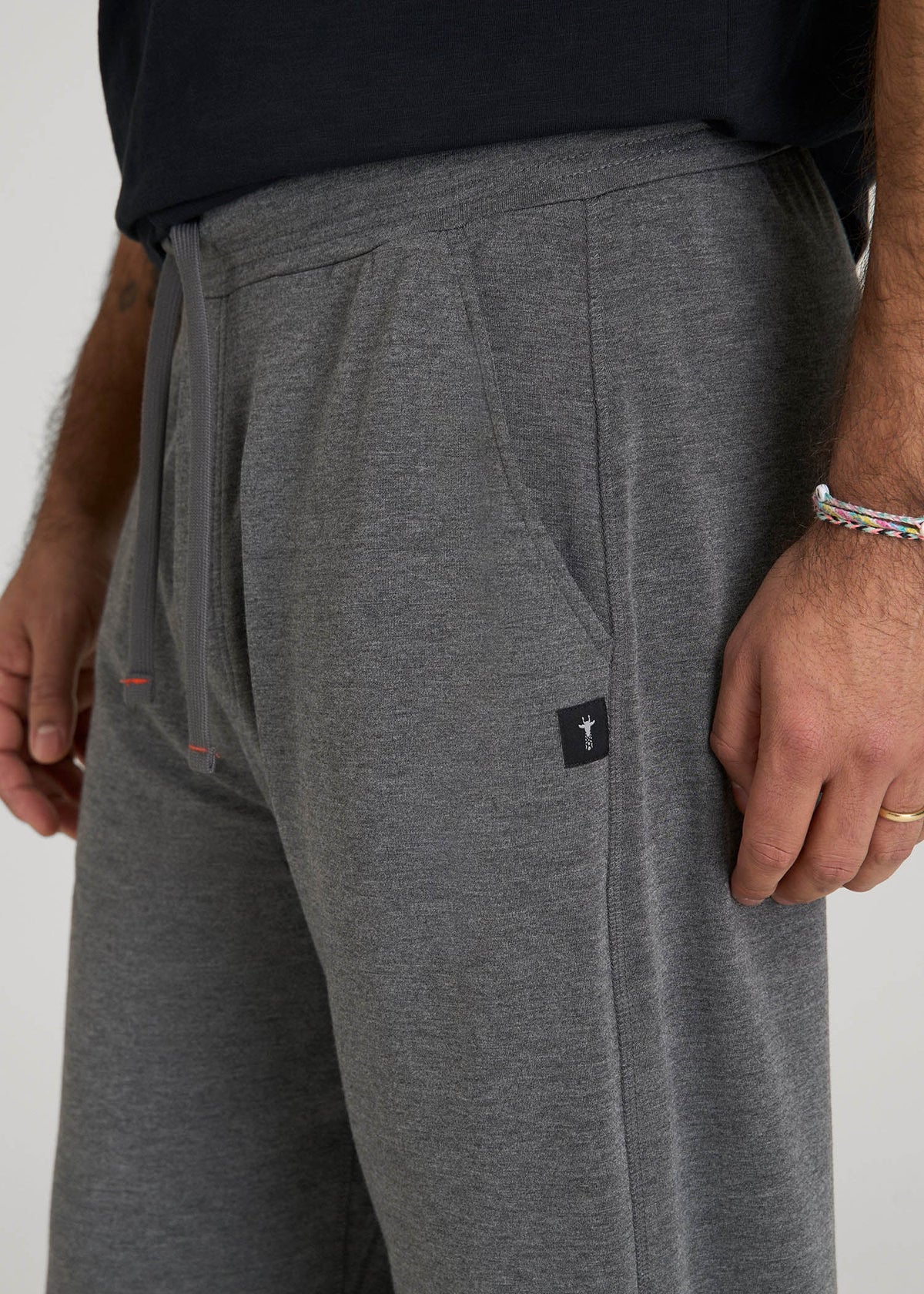 Open-Bottom Pajama Pants for Tall Men in Charcoal Mix