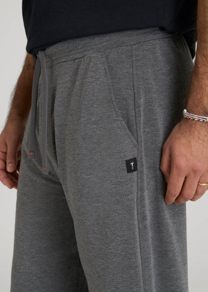 Open-Bottom Pajama Pants for Tall Men in Charcoal Mix