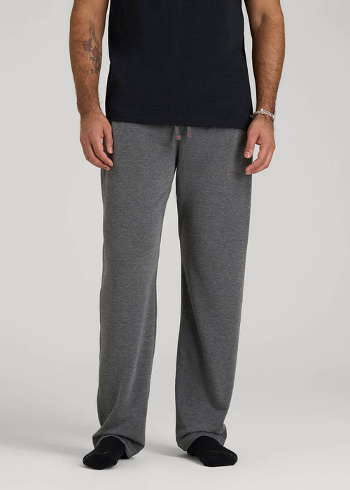 Open-Bottom Pajama Pants for Tall Men in Charcoal Mix
