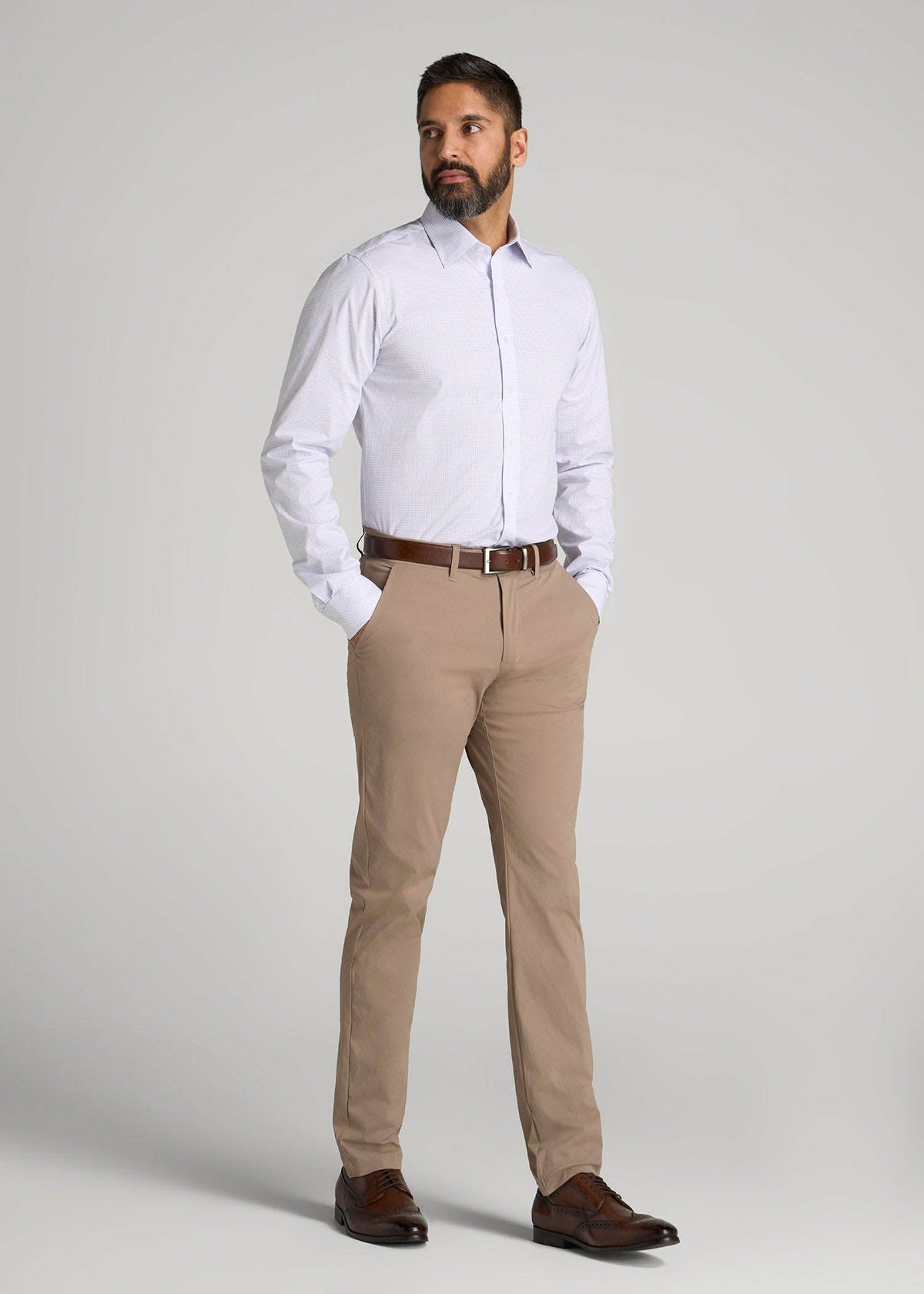 Oskar Easy Care Dress Shirt for Tall Men in Iris Mini Check