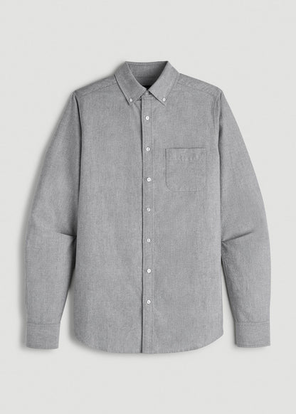 Oxford Cloth Button Down Shirt for Tall Men in Formal Grey