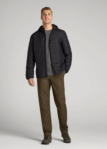 Packable Puffer Jacket for Tall Men in Black