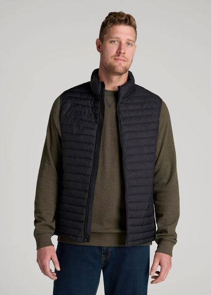Packable Puffer Vest for Tall Men in Black