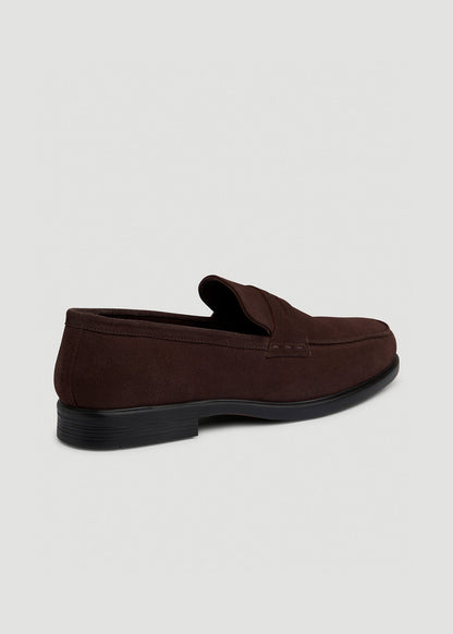 Penny Loafers for Tall Men in Dark Brown Suede