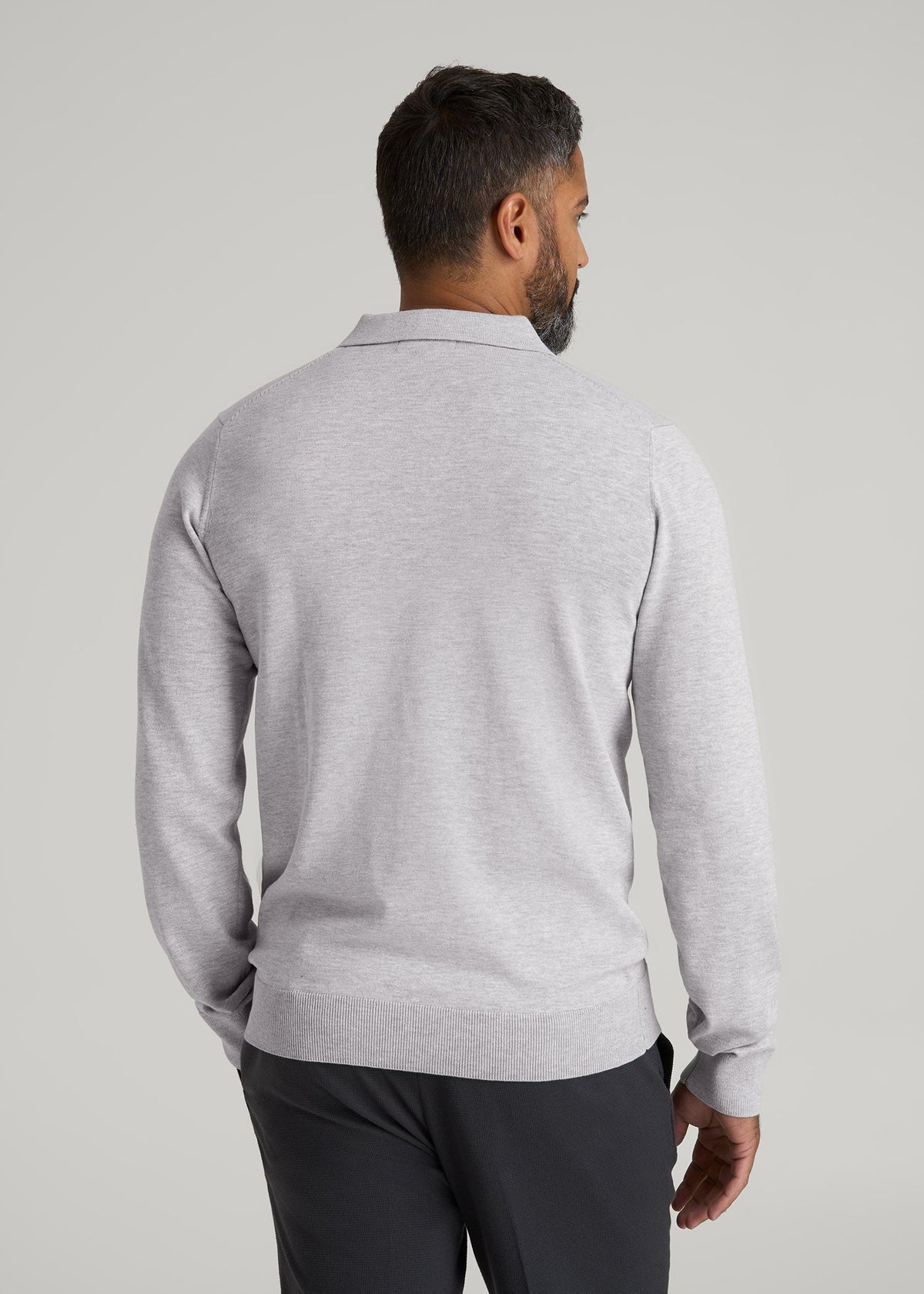 Polo Sweater for Tall Men in Light Grey
