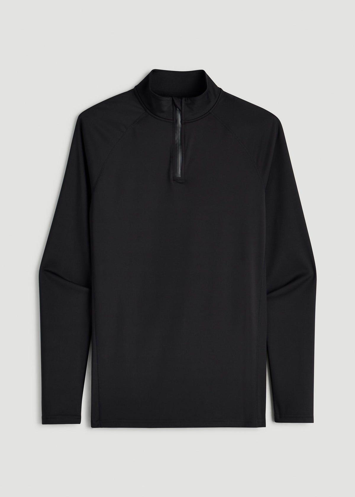 Quarter Zip Long Sleeves Rashguard for Tall Men in Deep Black