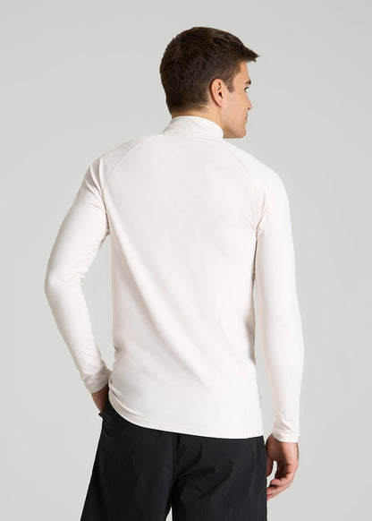 Quarter Zip Long Sleeves Rashguard for Tall Men in White Sand