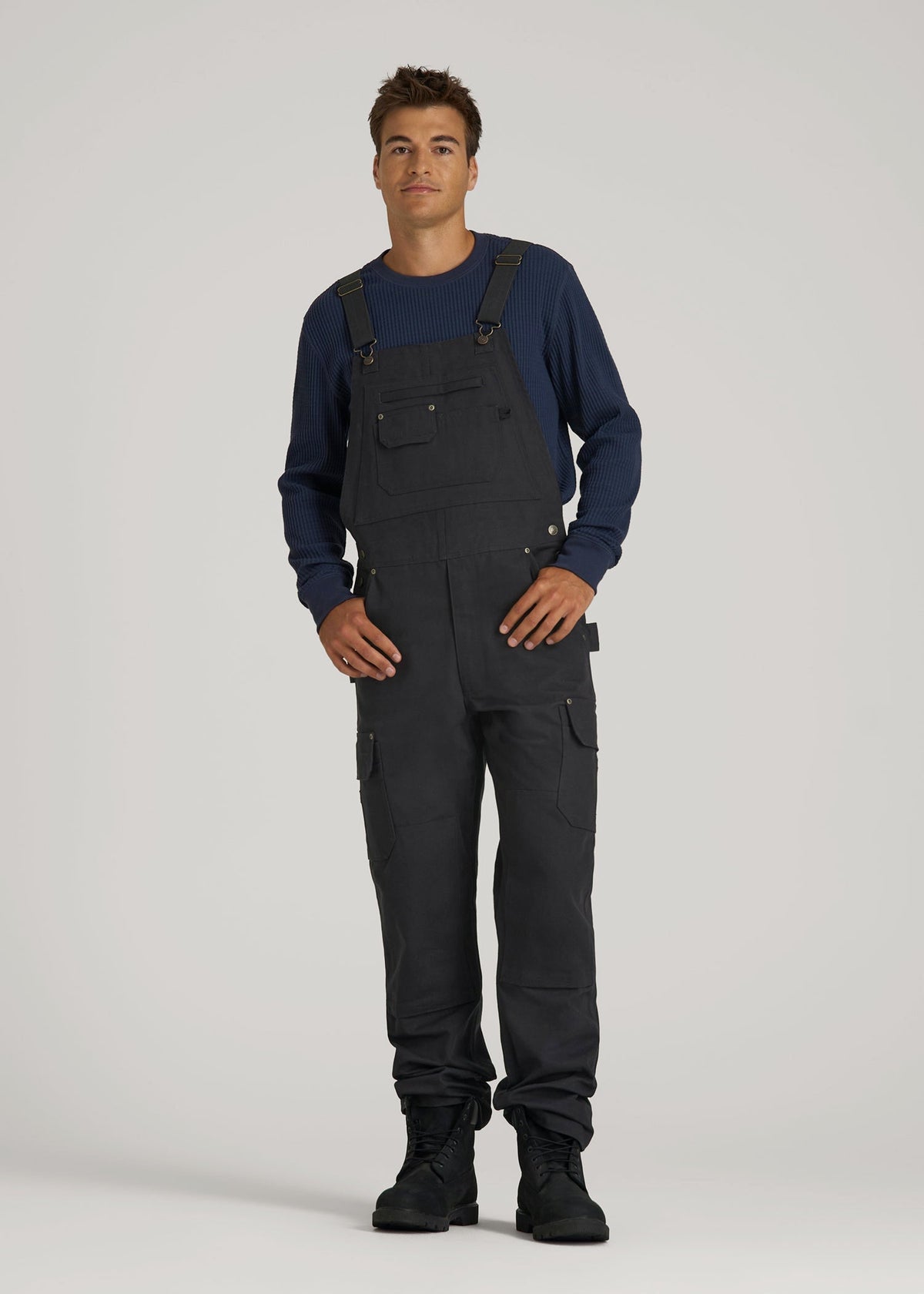 LJ&S Canvas Bib Overalls for Tall Men in Black