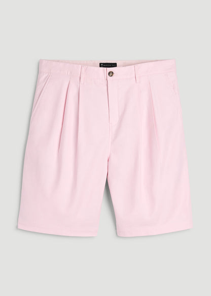 Stretch Cotton Linen Blend Shorts for Tall Men in Barely Pink