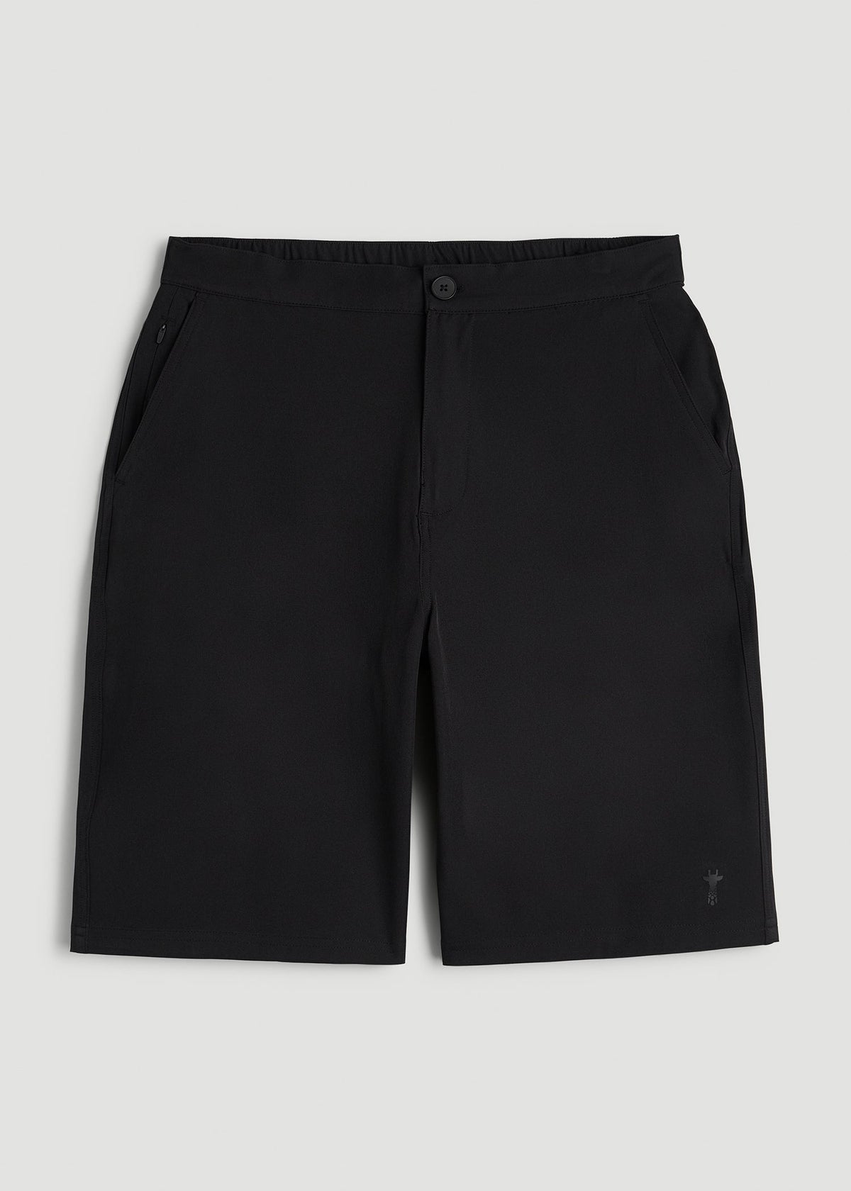 Stretch Hybrid Shorts for Tall Men in Deep Black