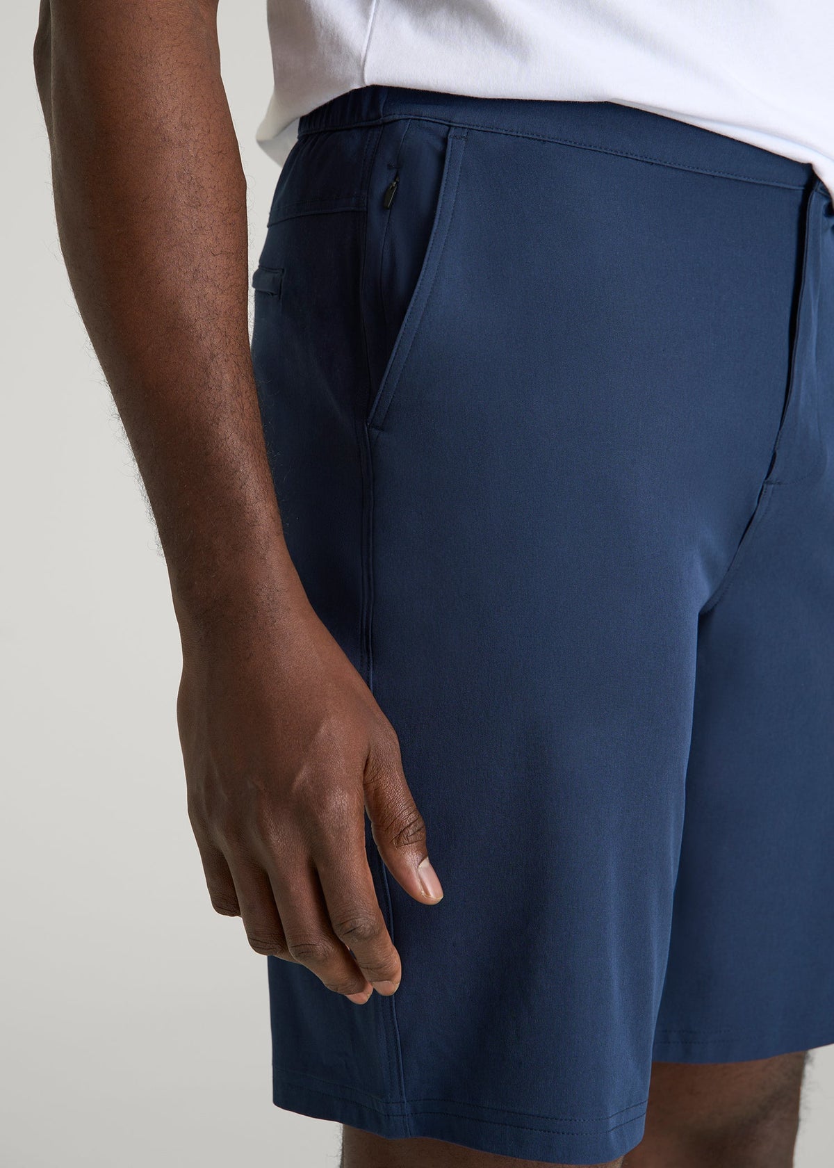Stretch Hybrid Shorts for Tall Men in Navy Blue