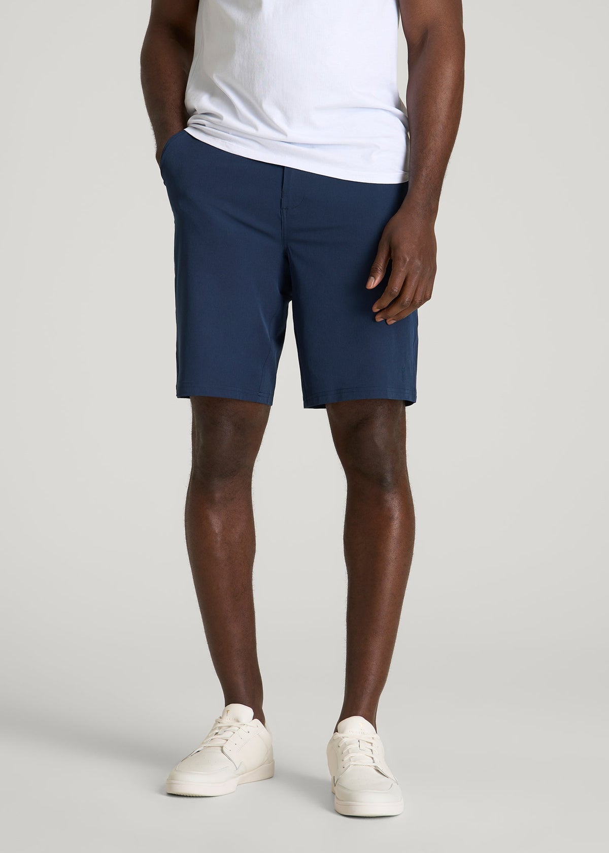 Stretch Hybrid Shorts for Tall Men in Navy Blue