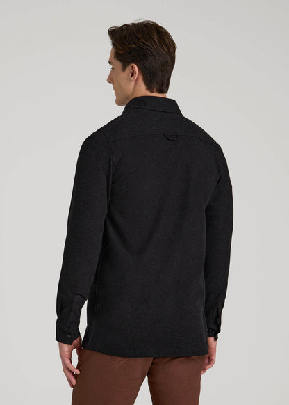 Stretch Knit Overshirt for Tall Men in Black